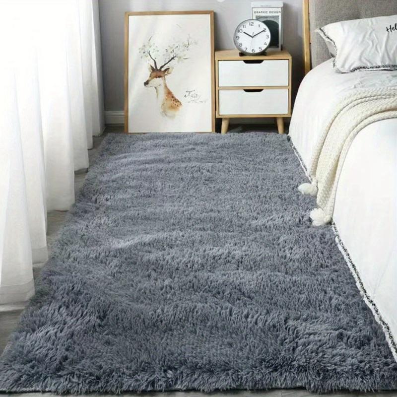 Soft Area Rug Fluffy Non-slip Shaggy Bedside Rug