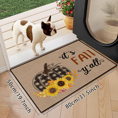 Autumn Watercolor Pumpkin Kitchen Mat - Non Slip & Washable
