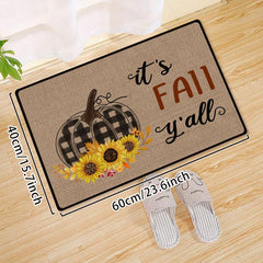 Autumn Watercolor Pumpkin Kitchen Mat - Non Slip & Washable
