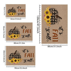 Autumn Watercolor Pumpkin Kitchen Mat - Non Slip & Washable