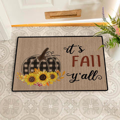 Autumn Watercolor Pumpkin Kitchen Mat - Non Slip & Washable