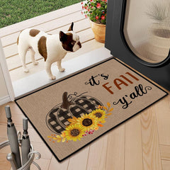 Autumn Watercolor Pumpkin Kitchen Mat - Non Slip & Washable