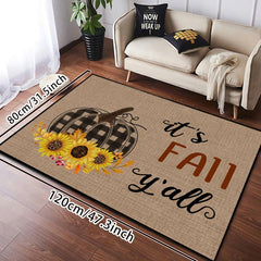 Autumn Watercolor Pumpkin Kitchen Mat - Non Slip & Washable