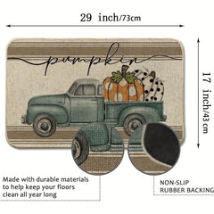 Fall Pumpkin Truck Doormat Autumn Thanksgiving Seasonal Floor Mat