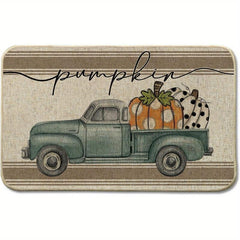 Fall Pumpkin Truck Doormat Autumn Thanksgiving Seasonal Floor Mat