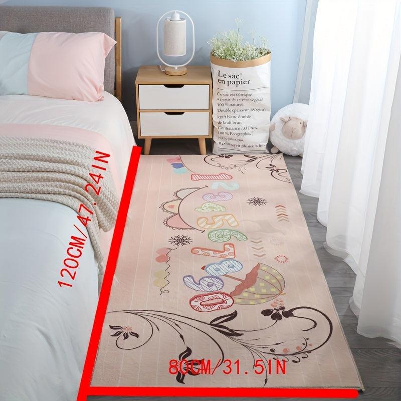 Modern Cashmere Bedroom Rug Cartoon Area Mat Soft & Durable for Girl