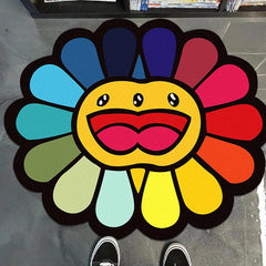 Thickened Smiley Sunflower Rug Colorful Floor Mat