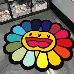 Thickened Smiley Sunflower Rug Colorful Floor Mat