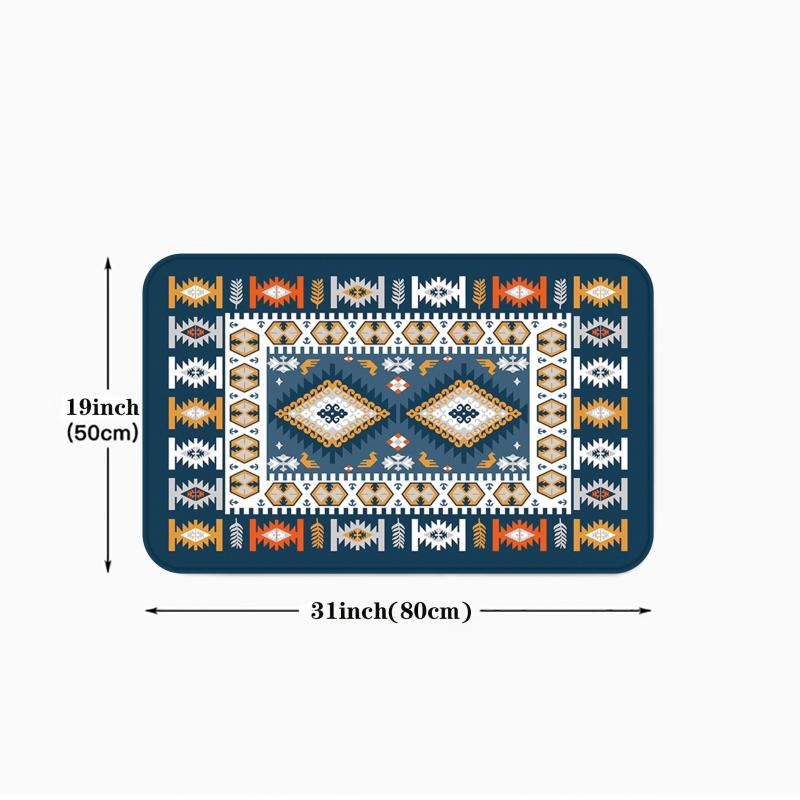 Moroccan Geometric Kitchen Floor Mat Soft Non-slip