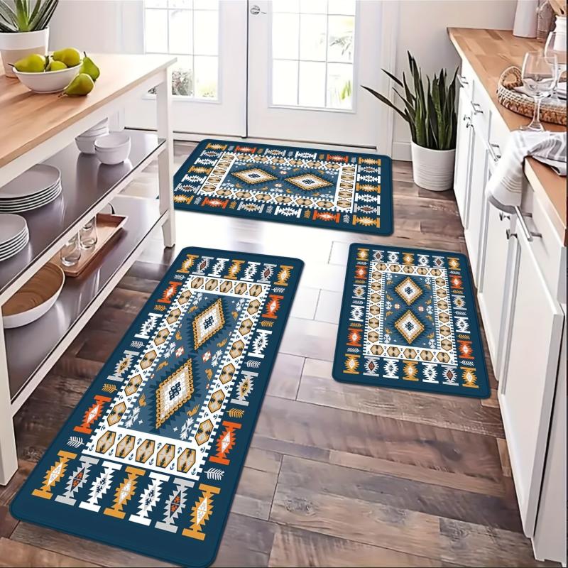 Moroccan Geometric Kitchen Floor Mat Soft Non-slip