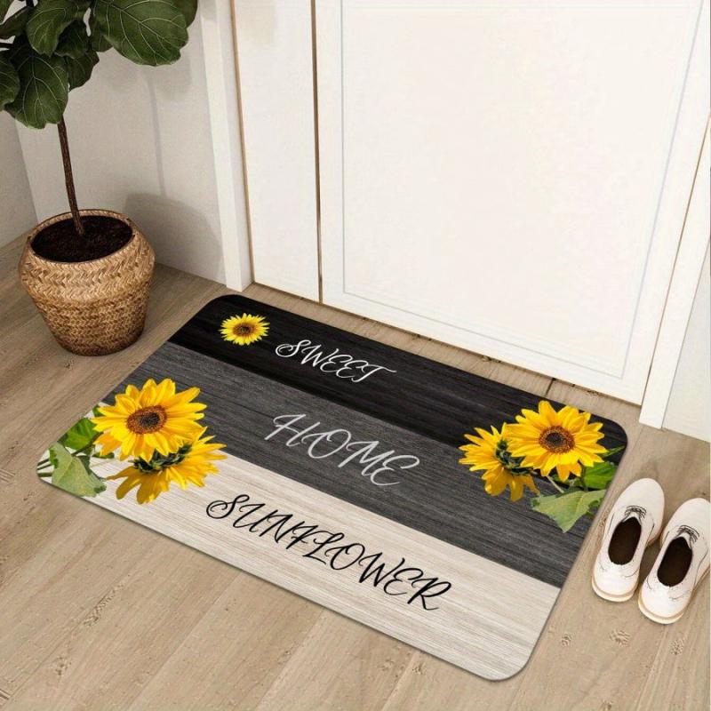 Non Slip Sunflower Area Rug Quick Dry Anti Fatigue Absorbent for Home Decor