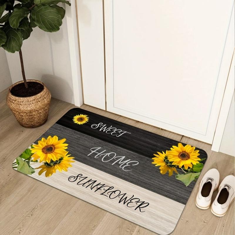 Non Slip Sunflower Area Rug Quick Dry Anti Fatigue Absorbent for Home Decor