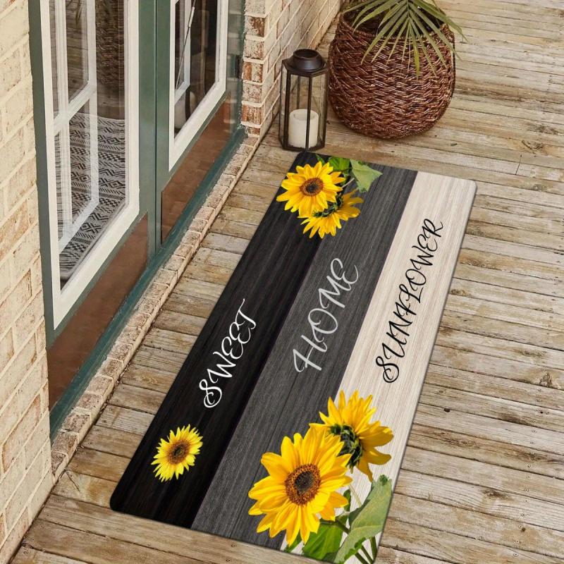 Non Slip Sunflower Area Rug Quick Dry Anti Fatigue Absorbent for Home Decor