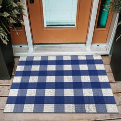 Plaid Loop Velvet Entrance Doormat Anti-fouling Floor Mat