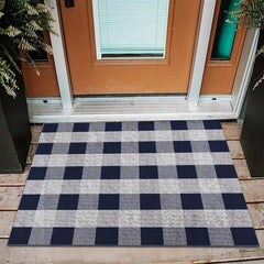 Plaid Loop Velvet Entrance Doormat Anti-fouling Floor Mat