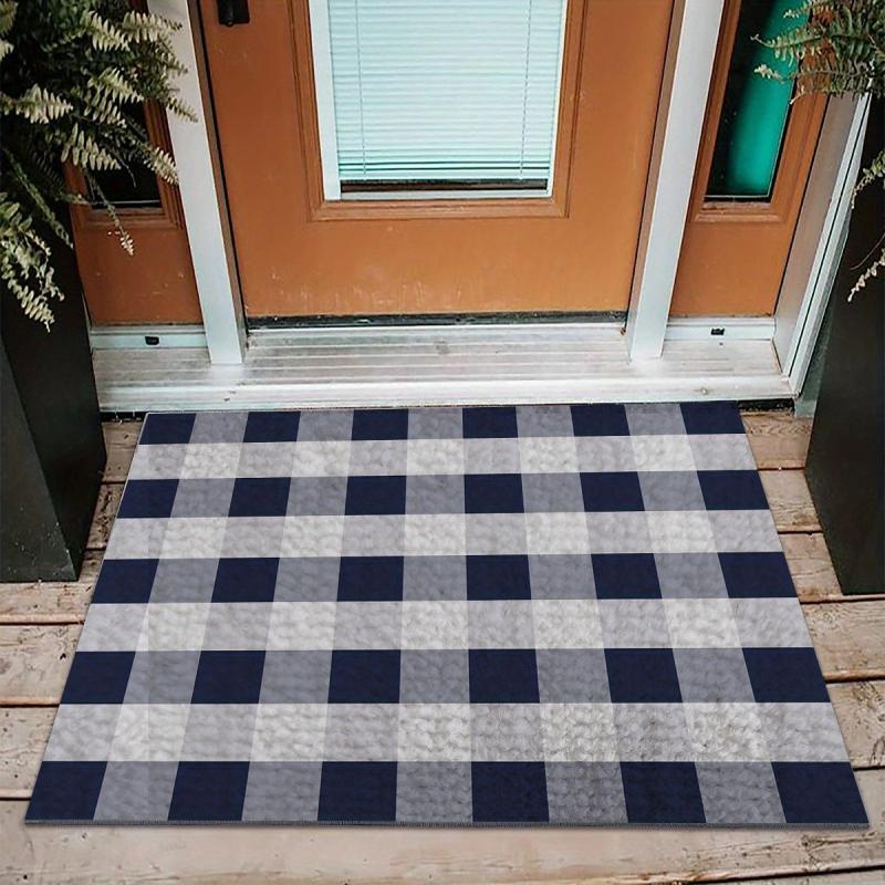 Plaid Loop Velvet Entrance Doormat Anti-fouling Floor Mat