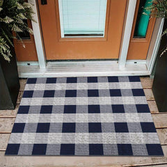 Plaid Loop Velvet Entrance Doormat Anti-fouling Floor Mat