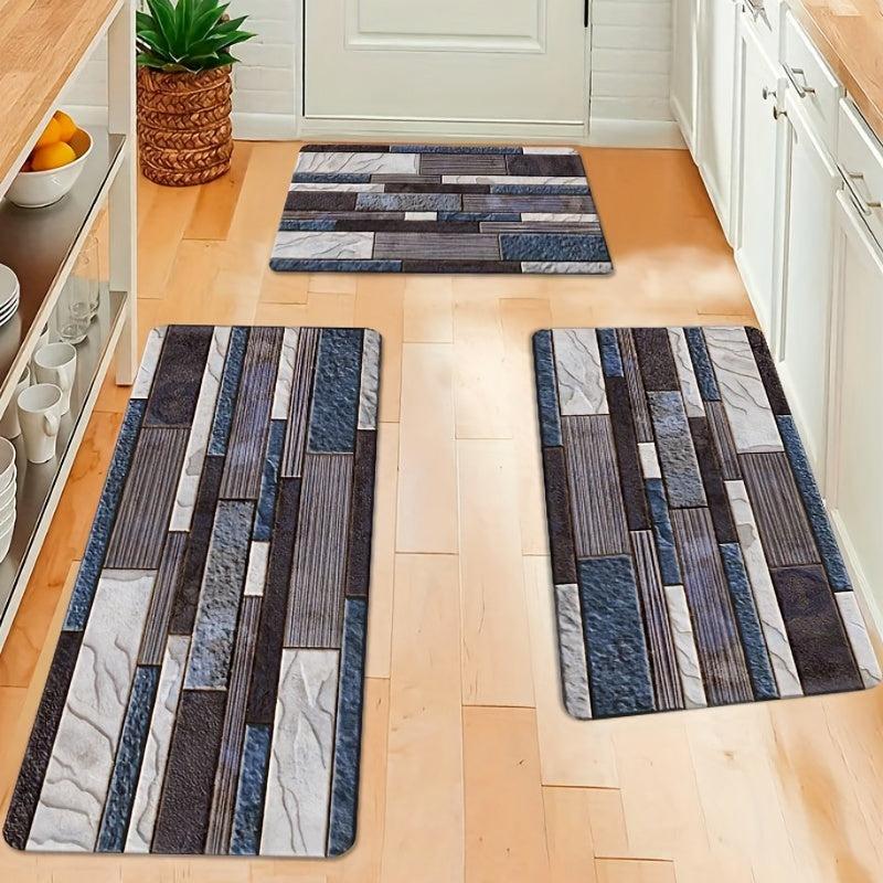 Vintage Leaf Print Kitchen Rug Non Slip Washable Carpet 17.72 x 47.24