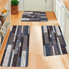 Vintage Leaf Print Kitchen Rug Non Slip Washable Carpet 17.72 x 47.24