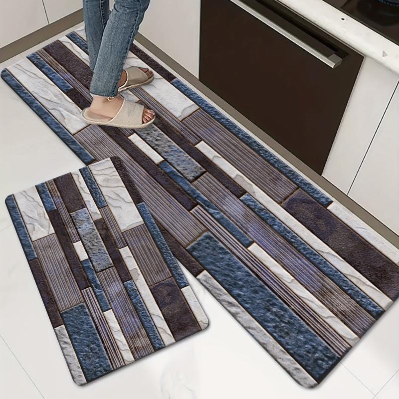 Vintage Leaf Print Kitchen Rug Non Slip Washable Carpet 17.72 x 47.24