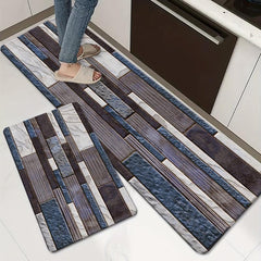 Vintage Leaf Print Kitchen Rug Non Slip Washable Carpet 17.72 x 47.24