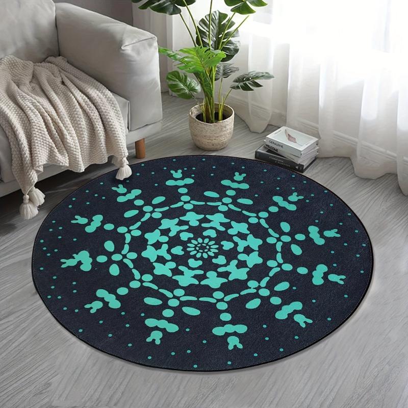 Gothic Halloween Round Area Rug Spider Web Pattern Carpet Anti-slip Bottom