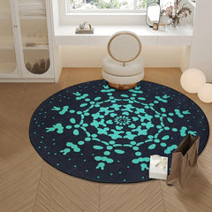 Gothic Halloween Round Area Rug Spider Web Pattern Carpet Anti-slip Bottom