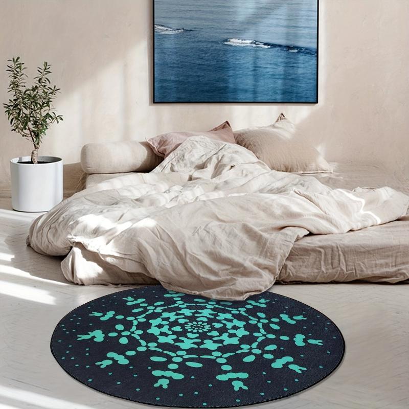 Gothic Halloween Round Area Rug Spider Web Pattern Carpet Anti-slip Bottom