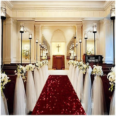Burgundy Sequin Aisle Runner 2FTx15FT Wedding Carpet Runner