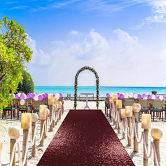 Burgundy Sequin Aisle Runner 2FTx15FT Wedding Carpet Runner