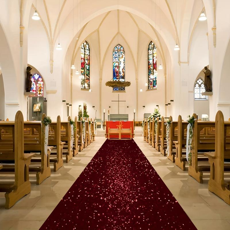 Burgundy Sequin Aisle Runner 2FTx15FT Wedding Carpet Runner