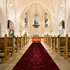 Burgundy Sequin Aisle Runner 2FTx15FT Wedding Carpet Runner