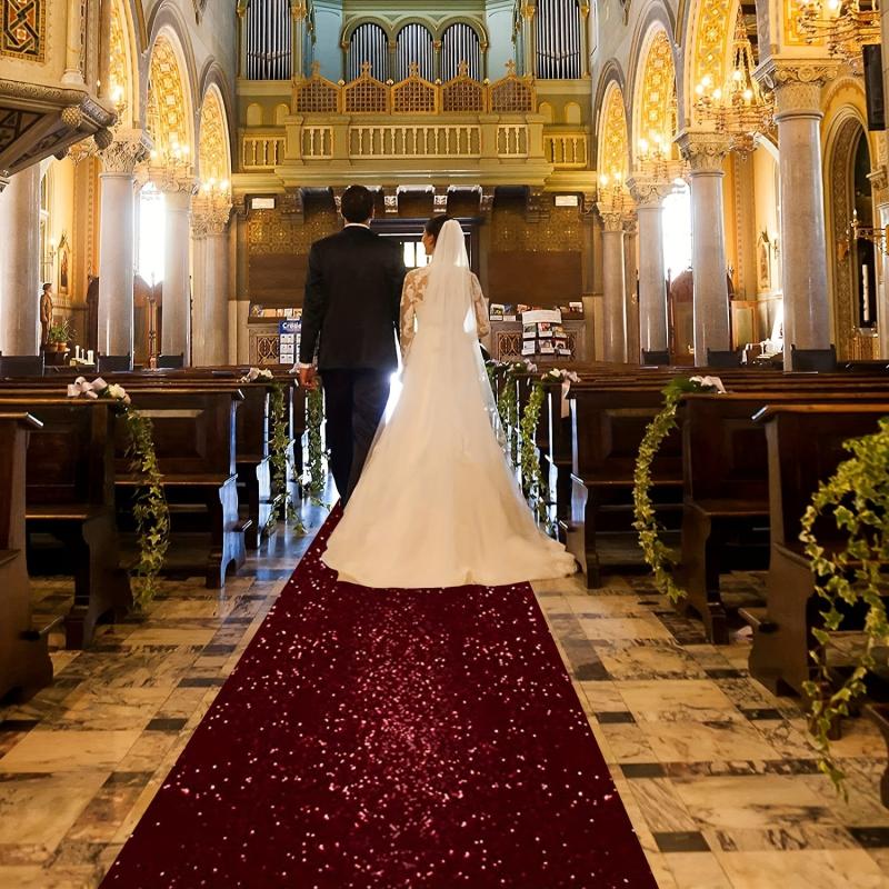 Burgundy Sequin Aisle Runner 2FTx15FT Wedding Carpet Runner