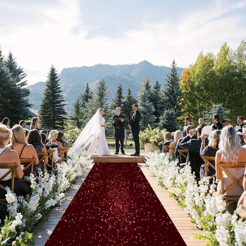 Burgundy Sequin Aisle Runner 2FTx15FT Wedding Carpet Runner