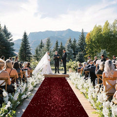 Burgundy Sequin Aisle Runner 2FTx15FT Wedding Carpet Runner