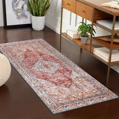 Vintage Boho Washable Runner Rug for Hallway Kitchen Entryway Bathroom