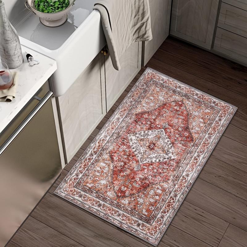 Vintage Boho Washable Runner Rug for Hallway Kitchen Entryway Bathroom