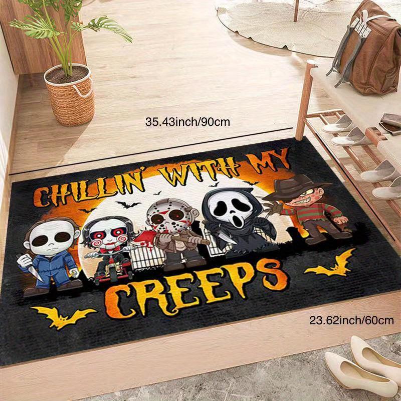 Halloween Themed Horror Welcome Doormat Low Pile Indoor Outdoor Entrance Mat