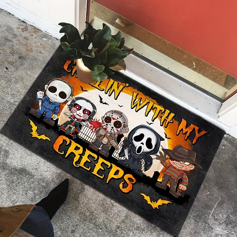 Halloween Themed Horror Welcome Doormat Low Pile Indoor Outdoor Entrance Mat