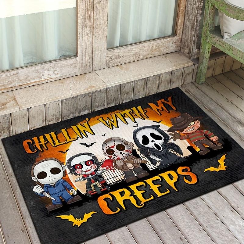 Halloween Themed Horror Welcome Doormat Low Pile Indoor Outdoor Entrance Mat
