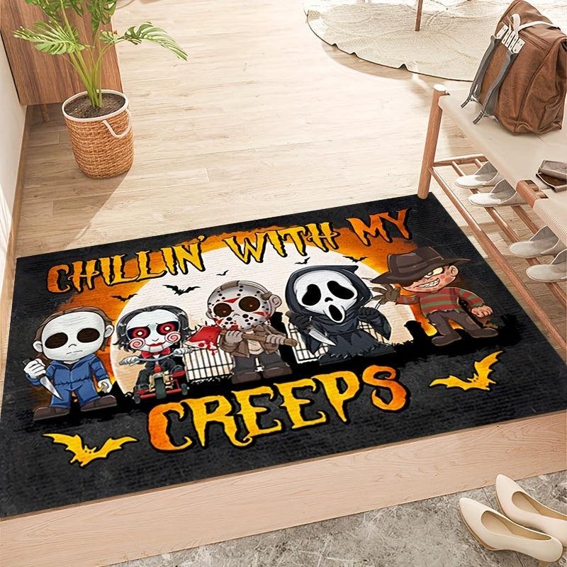 Halloween Themed Horror Welcome Doormat Low Pile Indoor Outdoor Entrance Mat