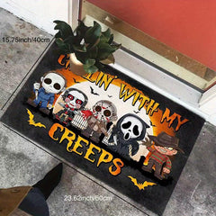 Halloween Themed Horror Welcome Doormat Low Pile Indoor Outdoor Entrance Mat