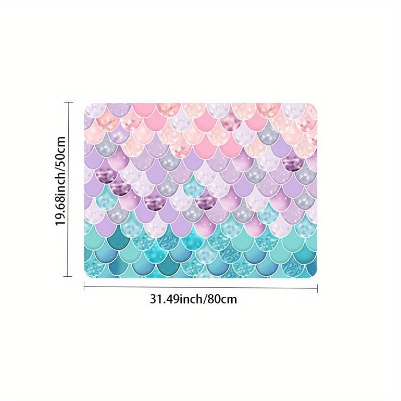 Pink Green Fish Scale Corrugated Floor Mat