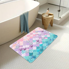 Pink Green Fish Scale Corrugated Floor Mat