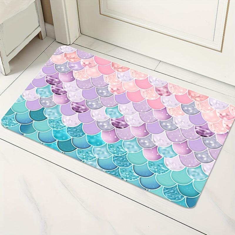 Pink Green Fish Scale Corrugated Floor Mat