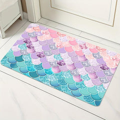 Pink Green Fish Scale Corrugated Floor Mat