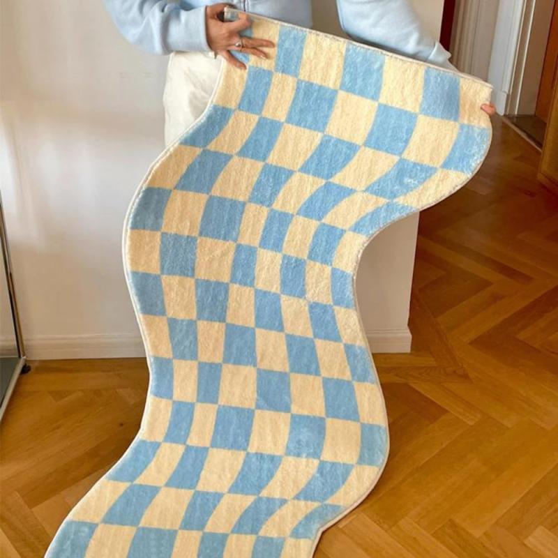 Irregular Checkerboard Bedroom Rug Modern Classic Lattice Living Room