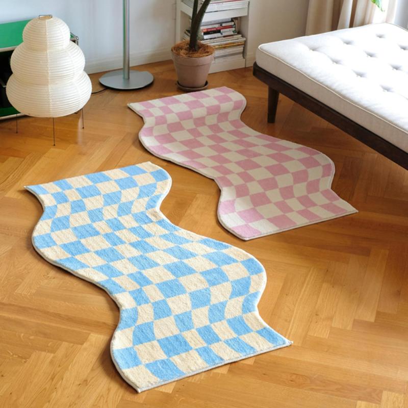 Irregular Checkerboard Bedroom Rug Modern Classic Lattice Living Room