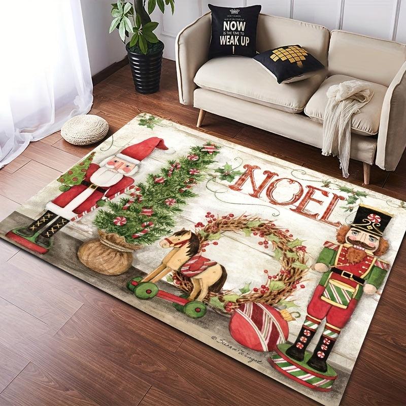 1pc Santa Claus Flannel 3D Living Room Rug - Christmas Essential