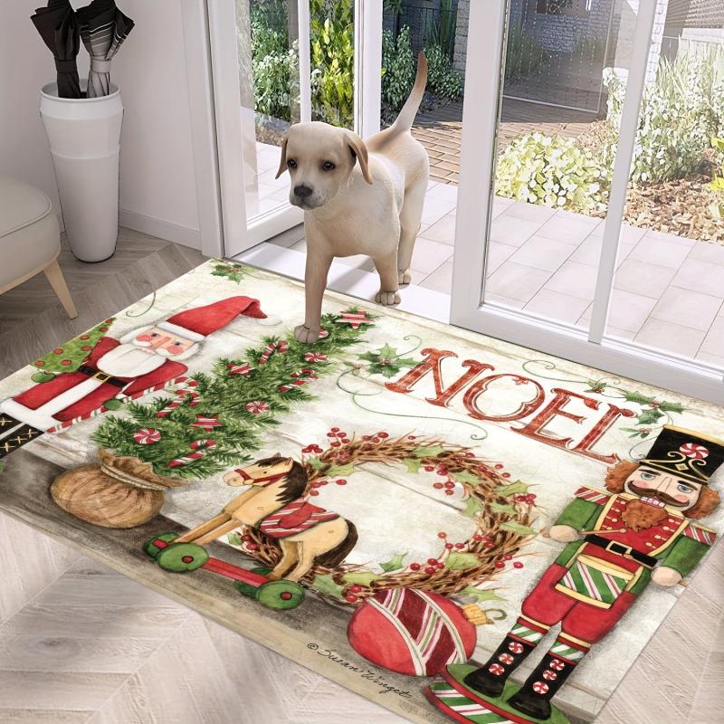 1pc Santa Claus Flannel 3D Living Room Rug - Christmas Essential